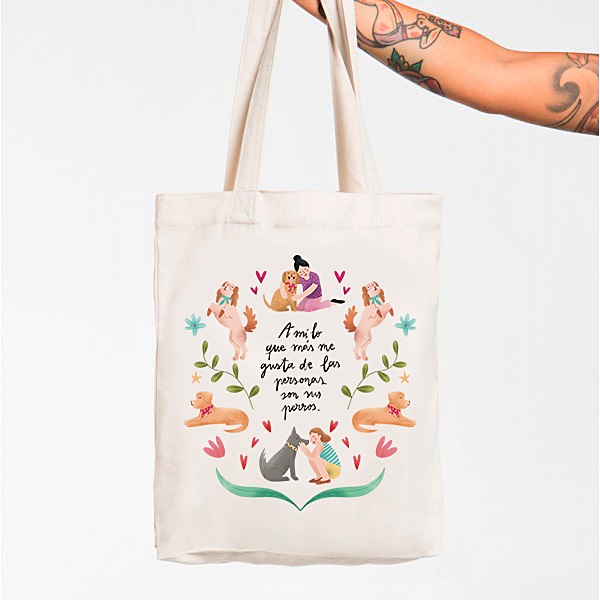 Bolso tote "A mí lo que me gusta de las personas son sus perros"
