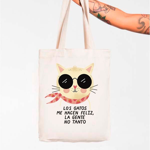 Bolse tote "Los gatos me hacen feliz, la gente no tanto"