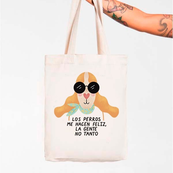 Bolso tote "Los perros me hacen feliz, la gente no tanto"