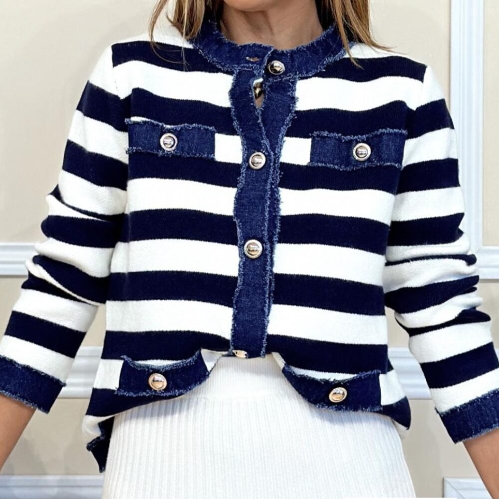 Chaqueta rayas navy botones