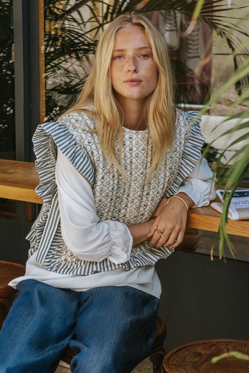 Chaleco Abril flores azul claro - Imagen 5