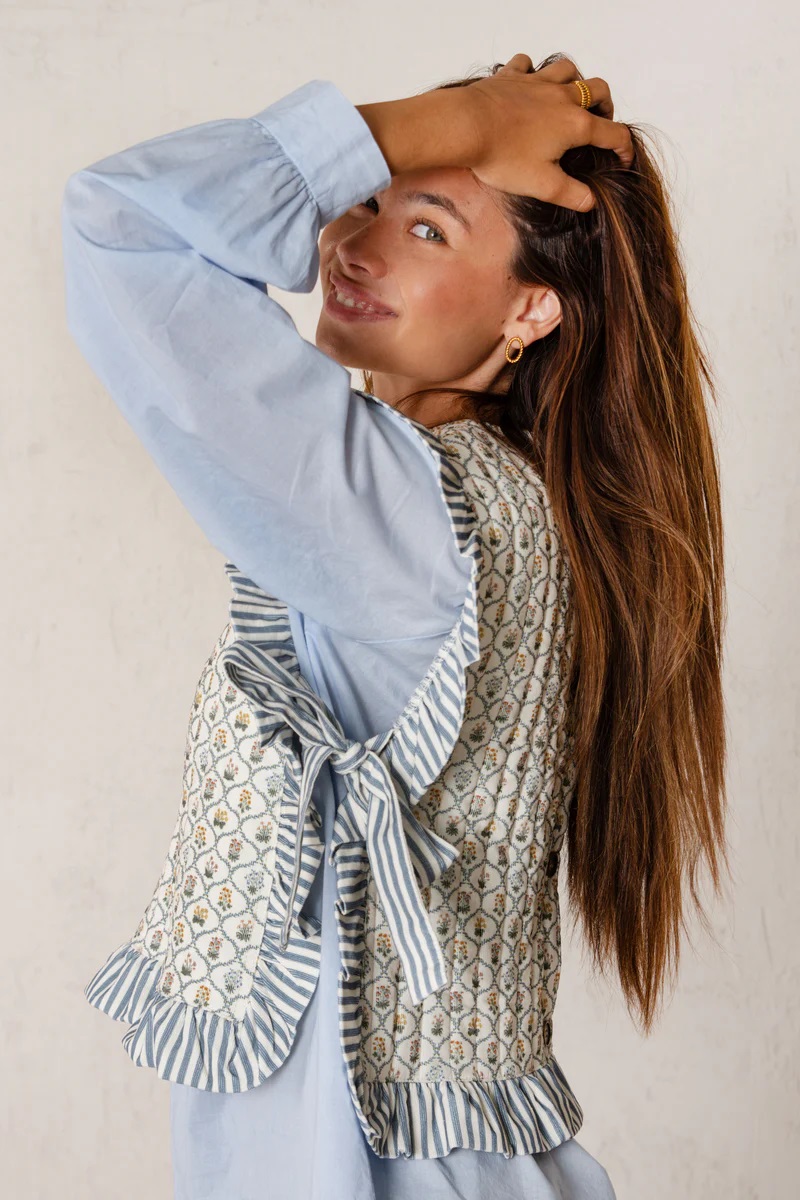 Chaleco Abril flores azul claro - Imagen 2