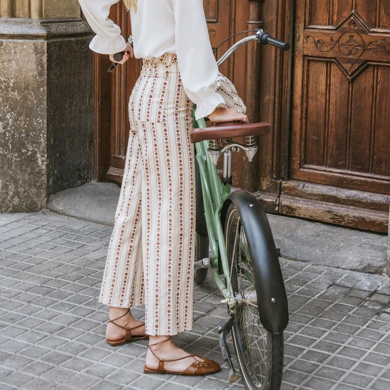 Pantalón Paula flores teja