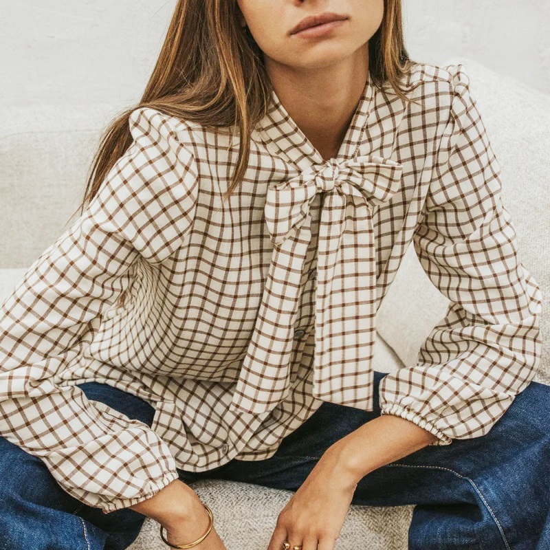 Camiseta Carlota cuadros teja