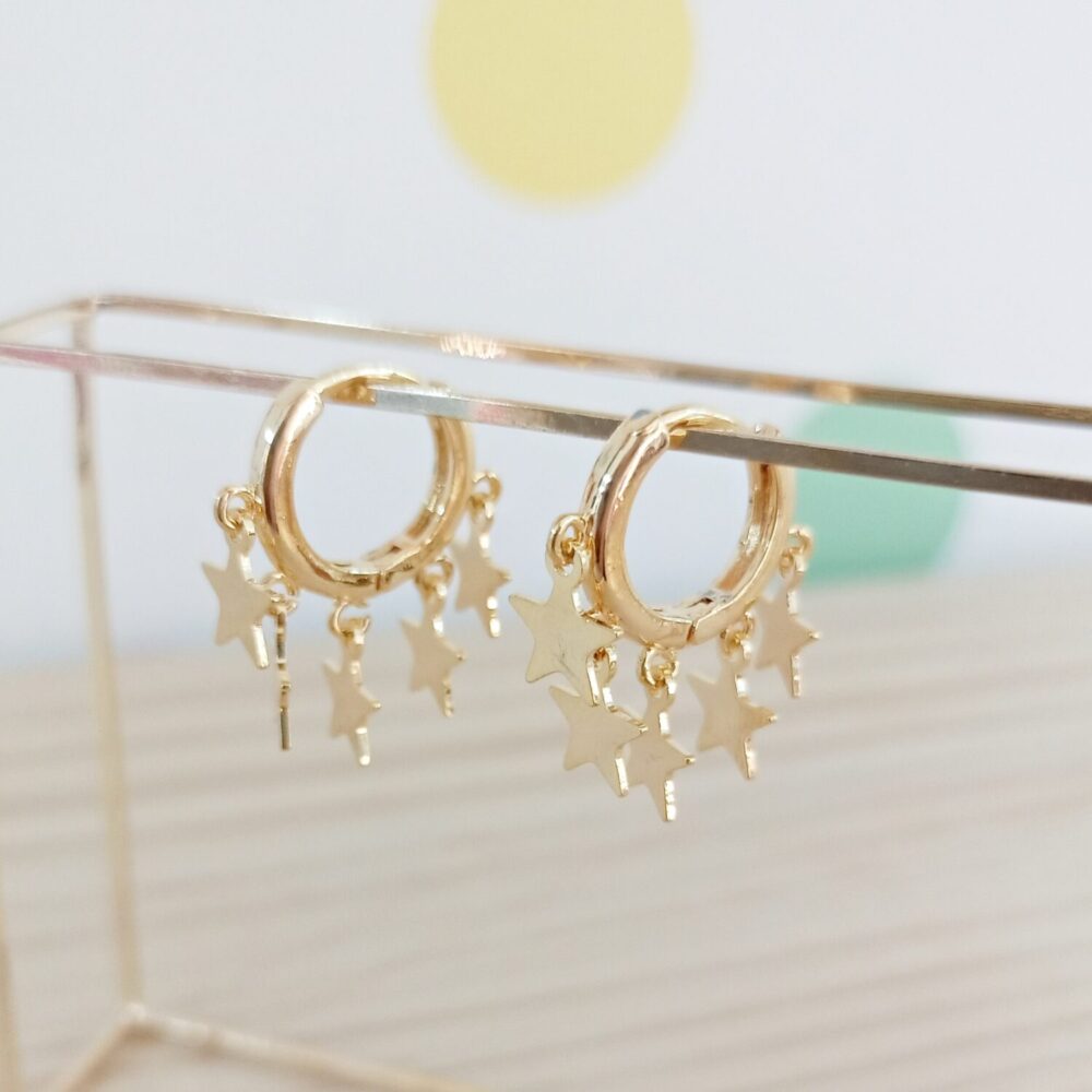 Pendientes aro estrellitas (dorado)