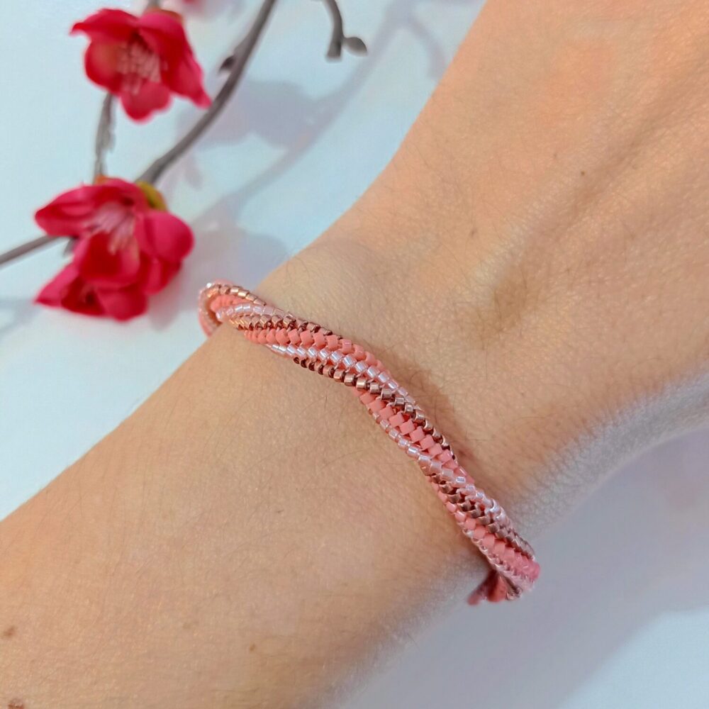 Pulsera espiral delica Miyuki (coral)