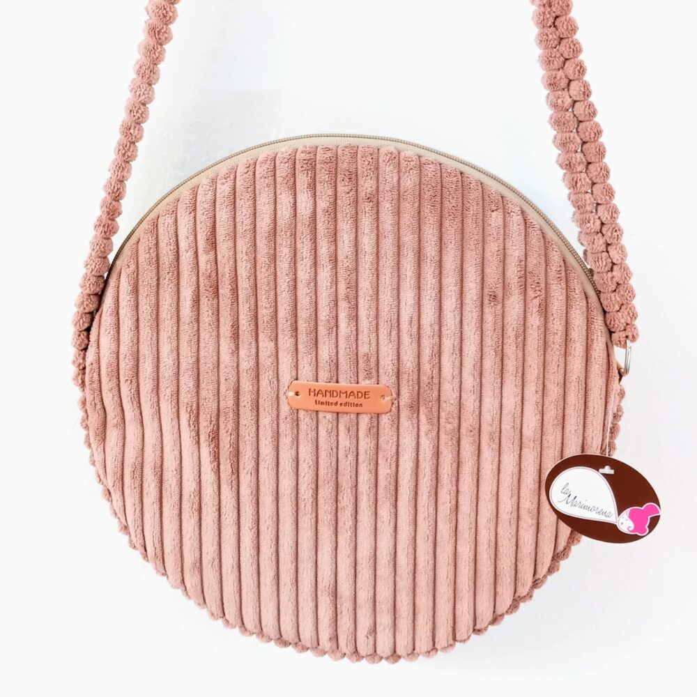 Bolso redondo pana grande (rosa)