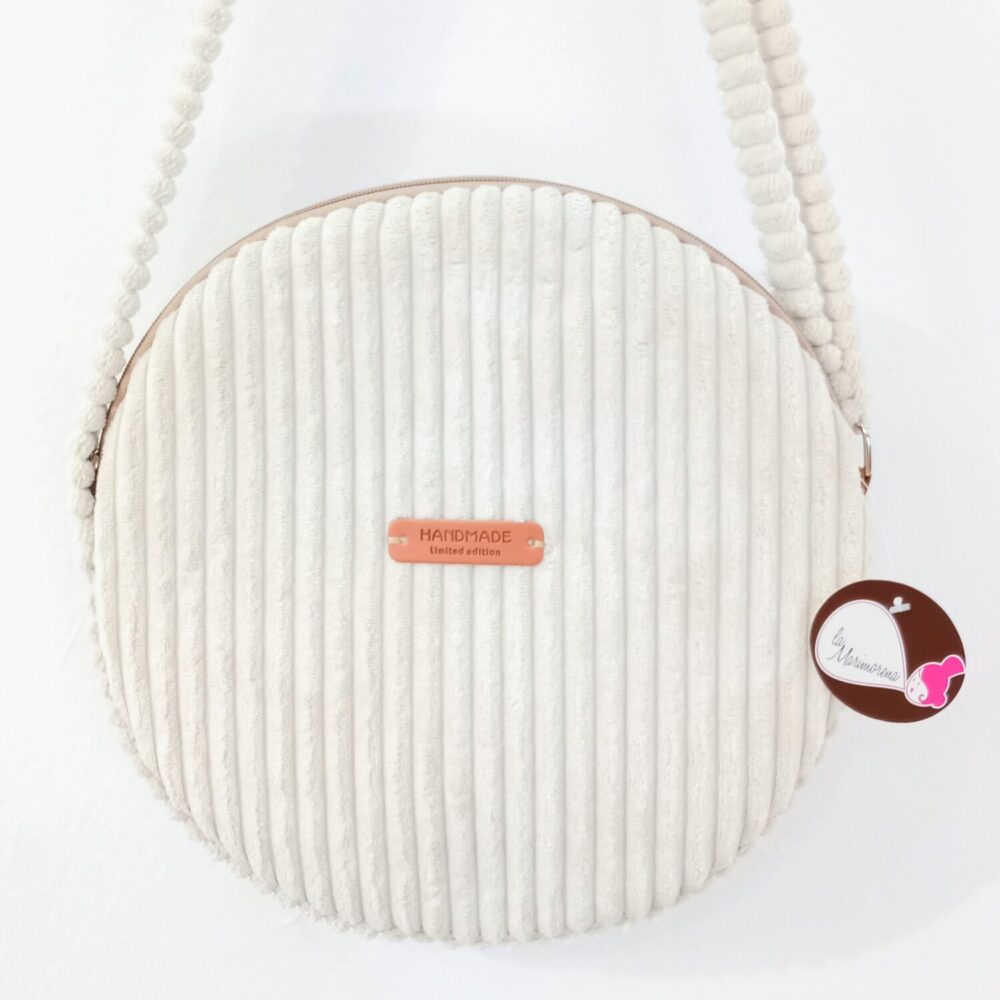 Bolso redondo pana grande (blanco)