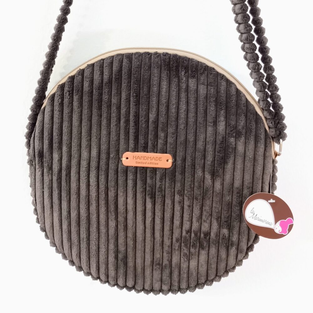 Bolso redondo pana grande (marrón chocolate)