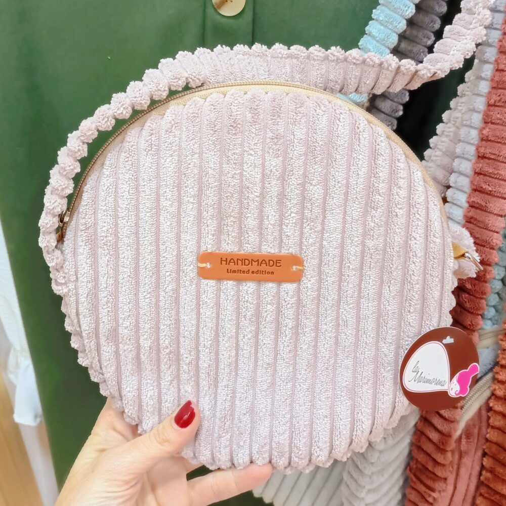 Bolso redondo pana peque (rosa claro)