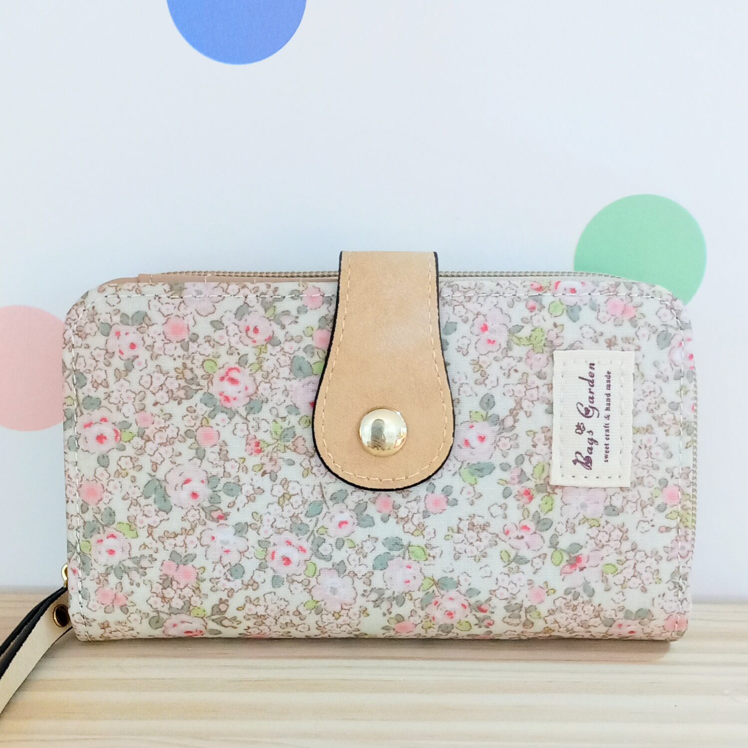 Billetera flores liberty (beige)