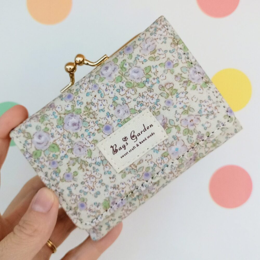 Billetera + monedero clip flores liberty (lila)