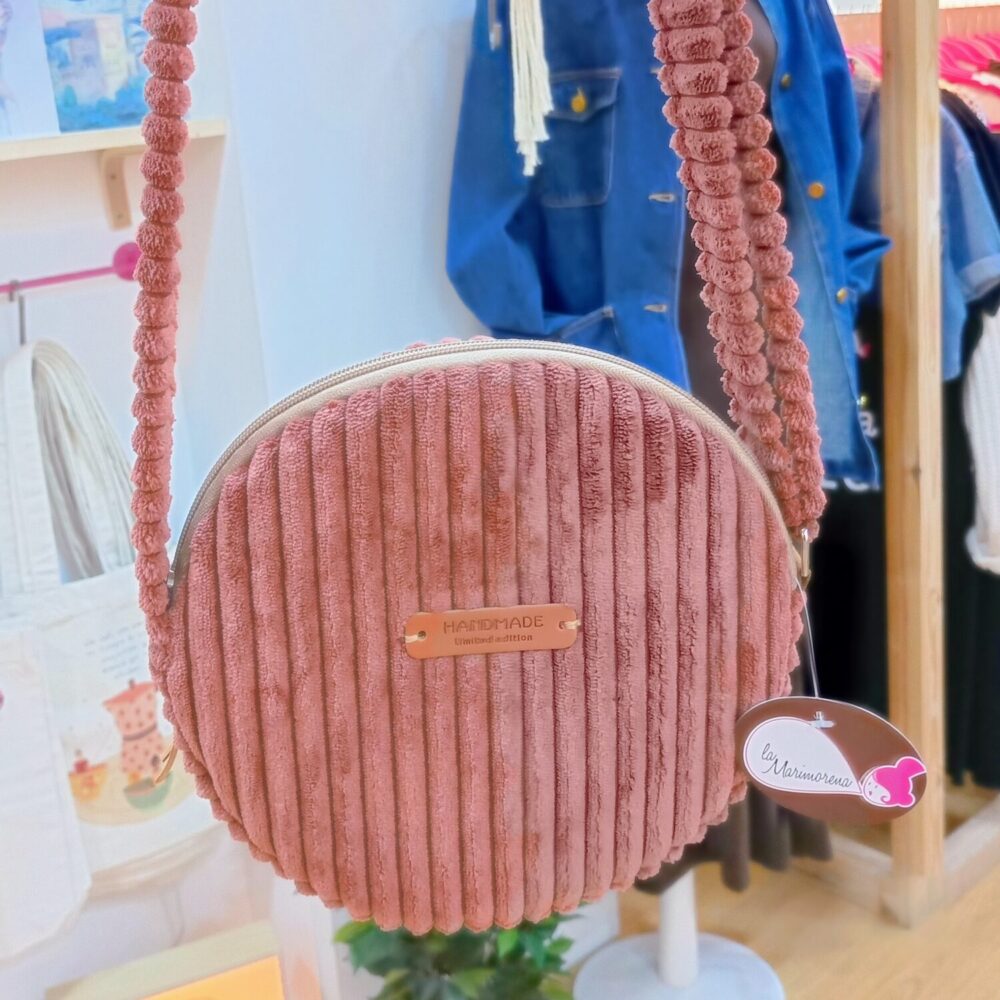 Bolso redondo pana peque (teja)