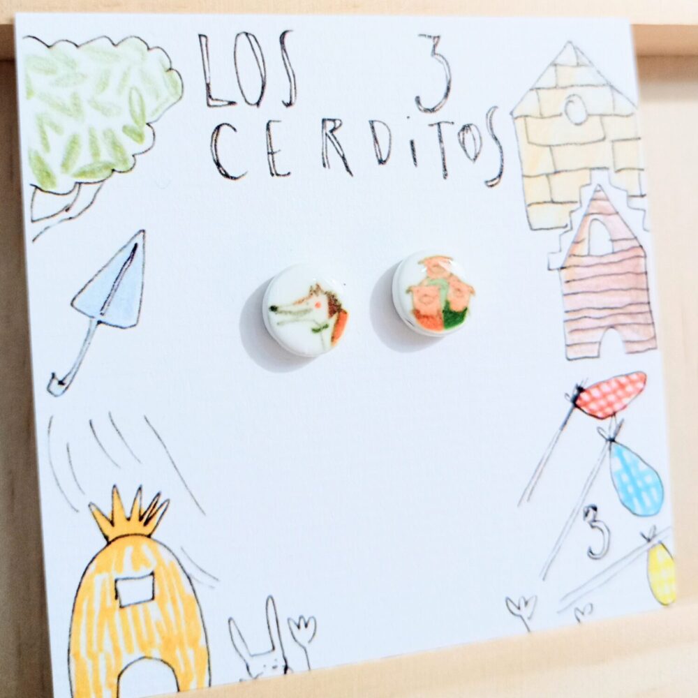 Pendientes lenteja Los tres cerditos