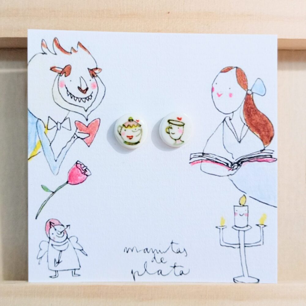 Pendientes lenteja La Bella y la Bestia