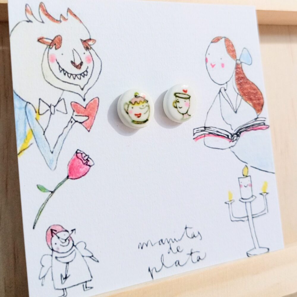 Alternative view of Pendientes lenteja La Bella y la Bestia