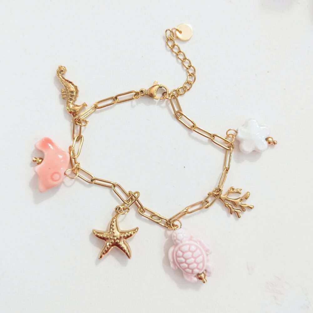Pulsera marina tonos rosa