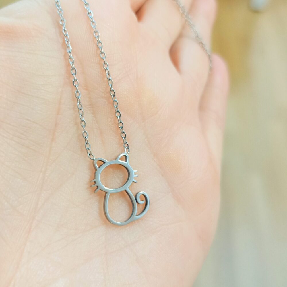 Colgante silueta gato (plateado)