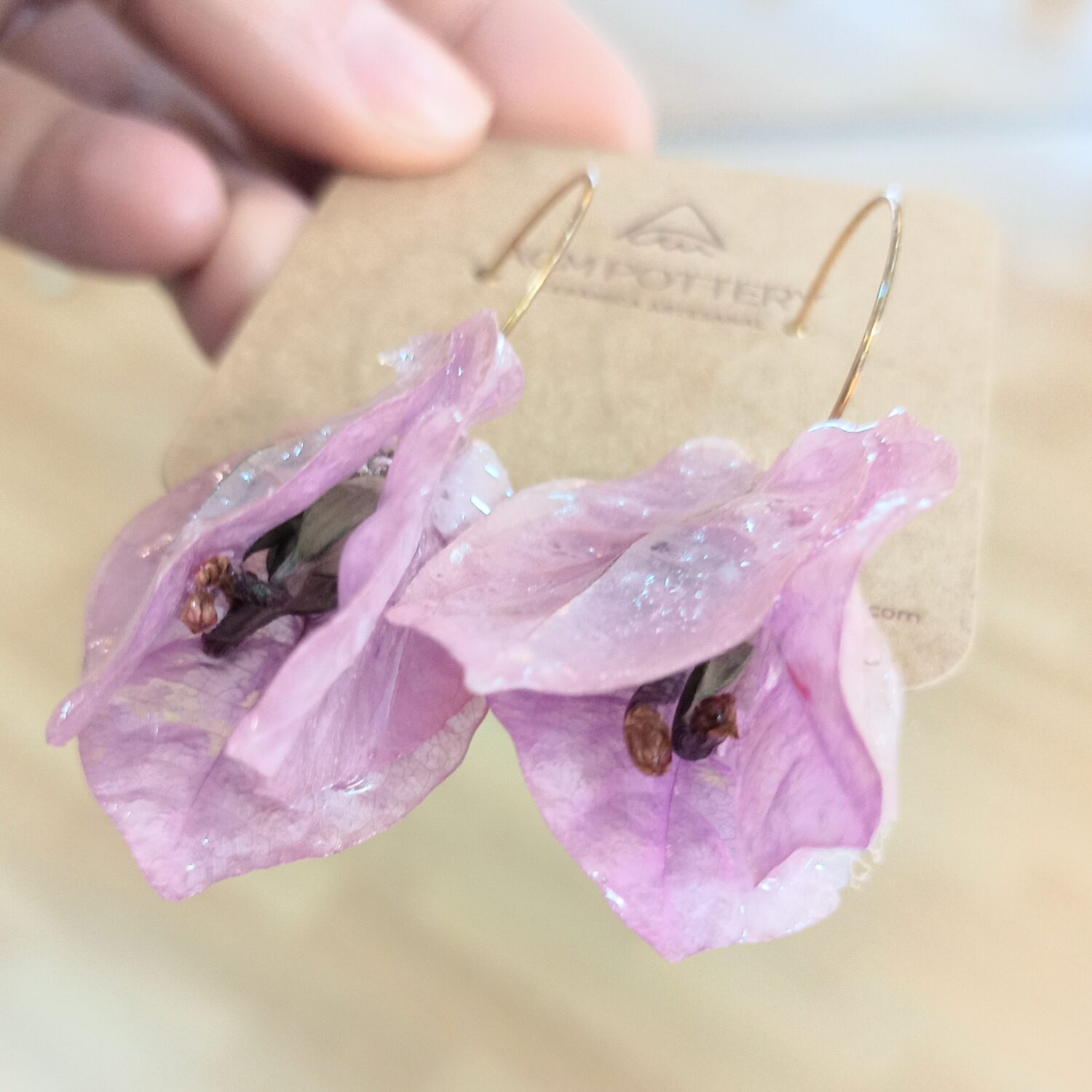 Pendientes flor natural Buganvilla (aros)