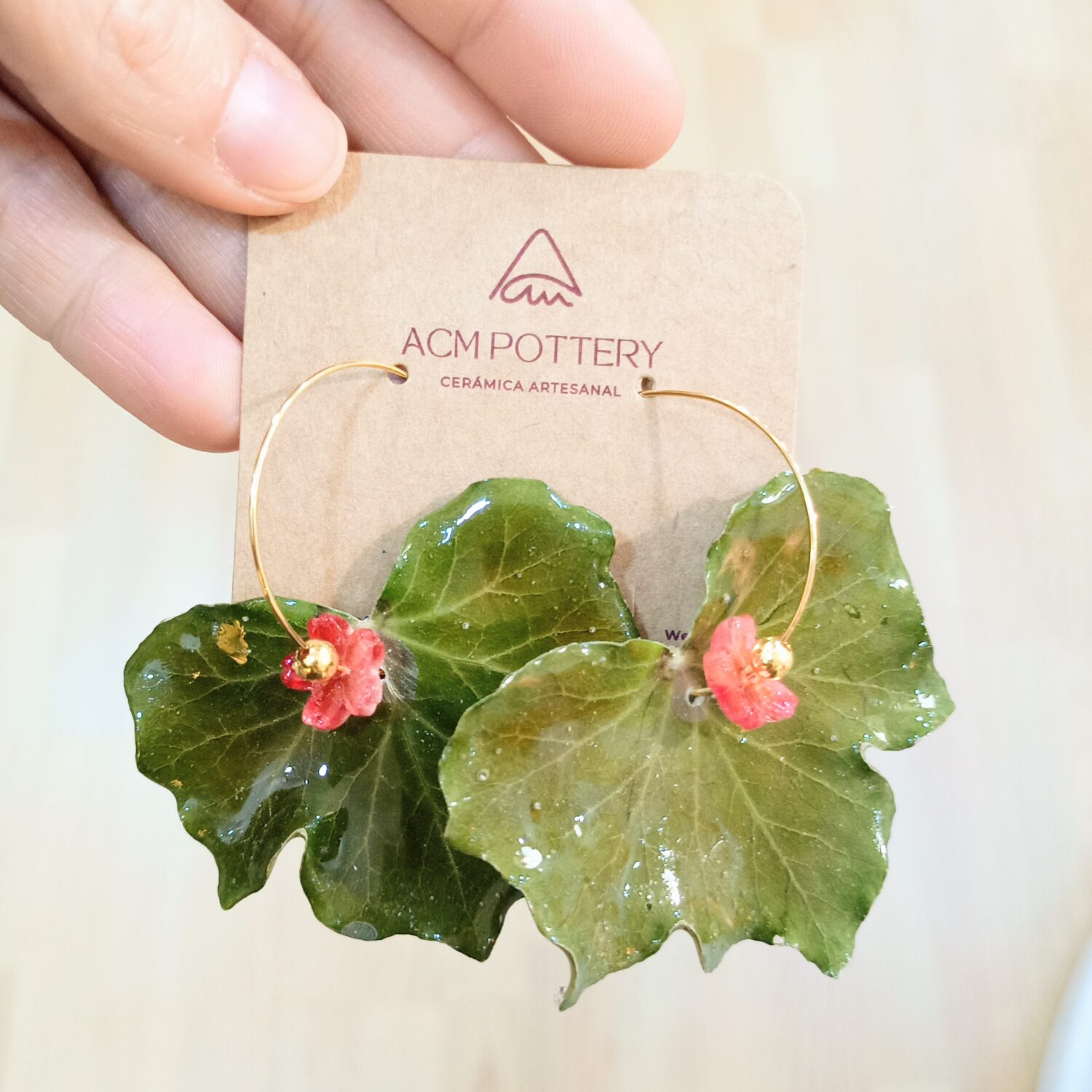 Pendientes flor natural Yedra grande