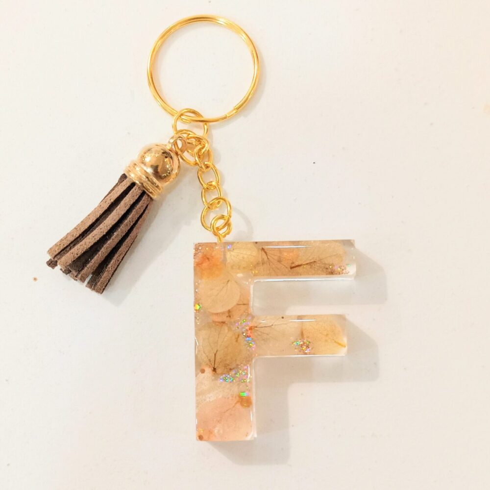 Llavero resina Letra F