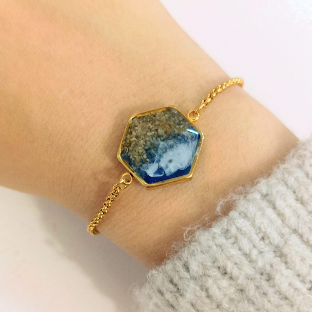 Pulsera ajustable Resina mar y arena mod.15