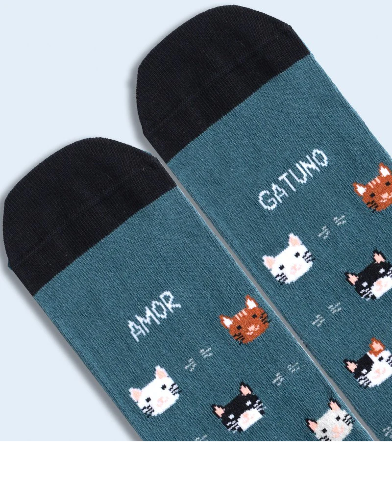 Calcetines "Amor gatuno" verde