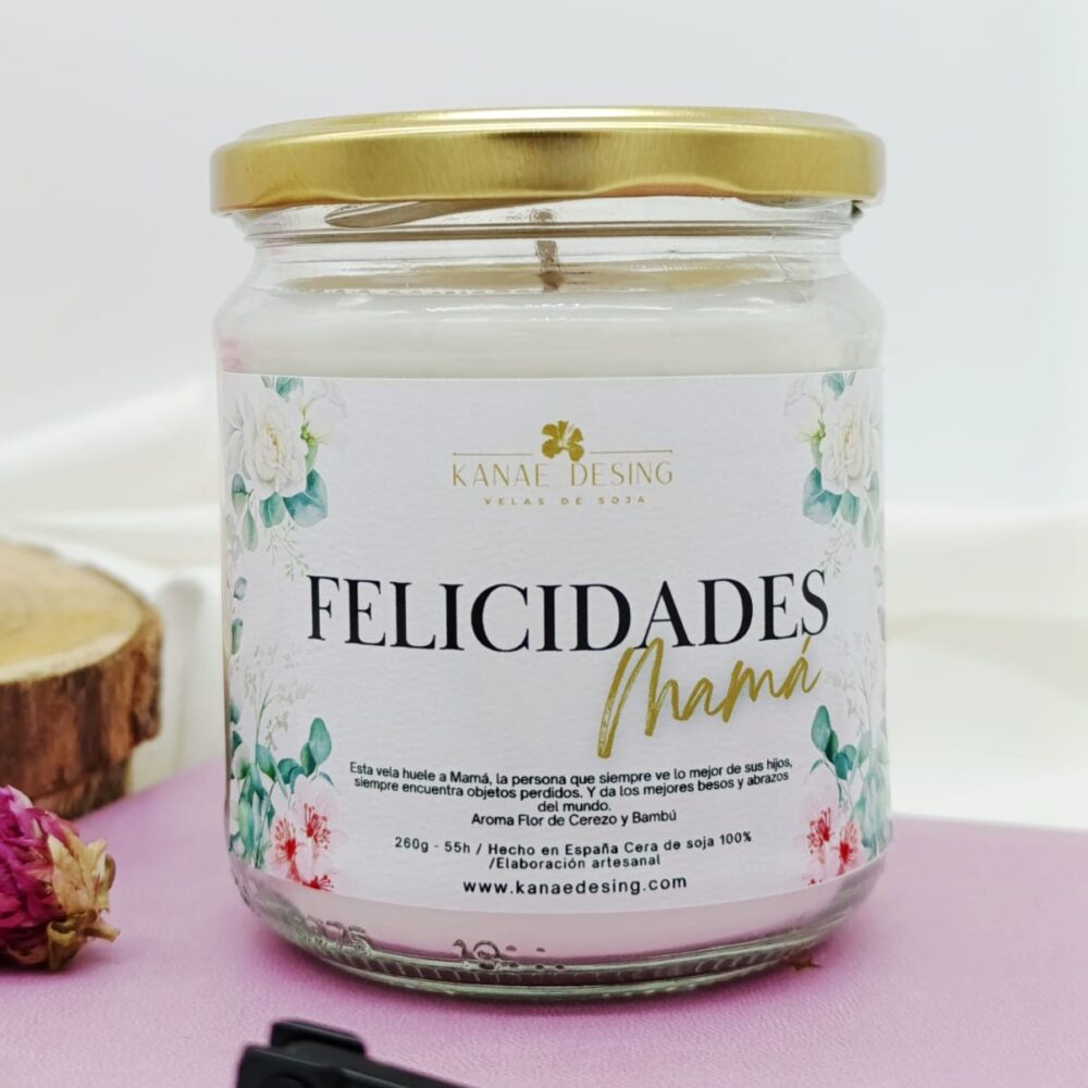 Vela 260g y 150g "Felicidades mamá"