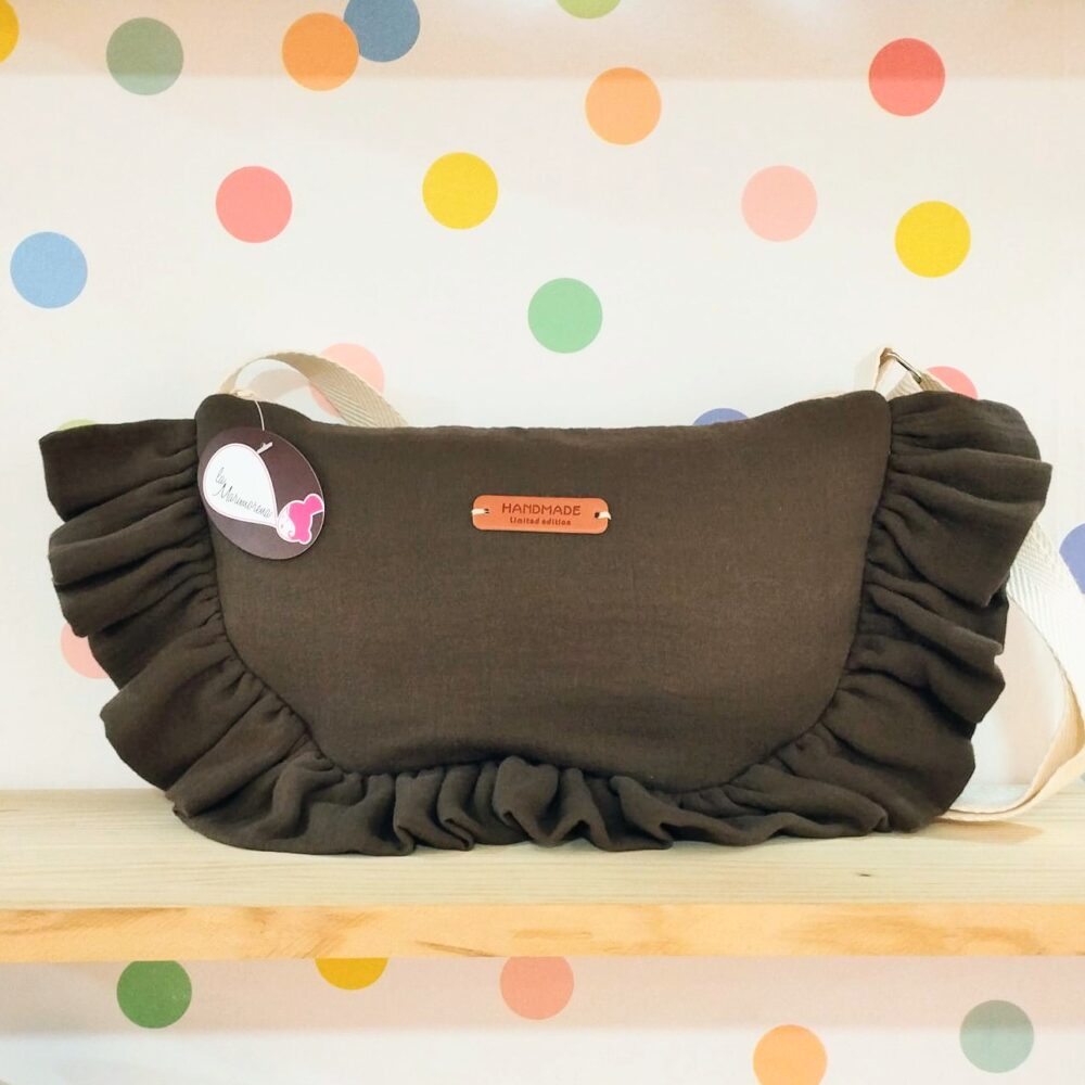 Bolso media luna volantes (marrón)