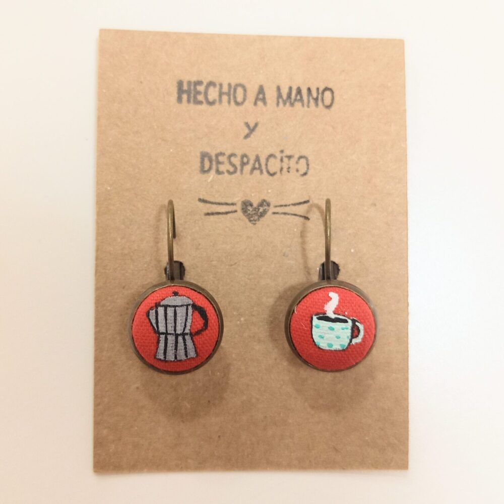 Pendientes Cafetera + Taza (Rojo)