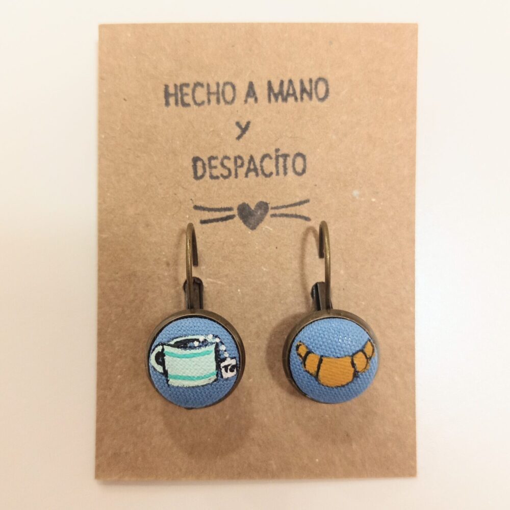 Pendientes Té + Croissant (Azul)