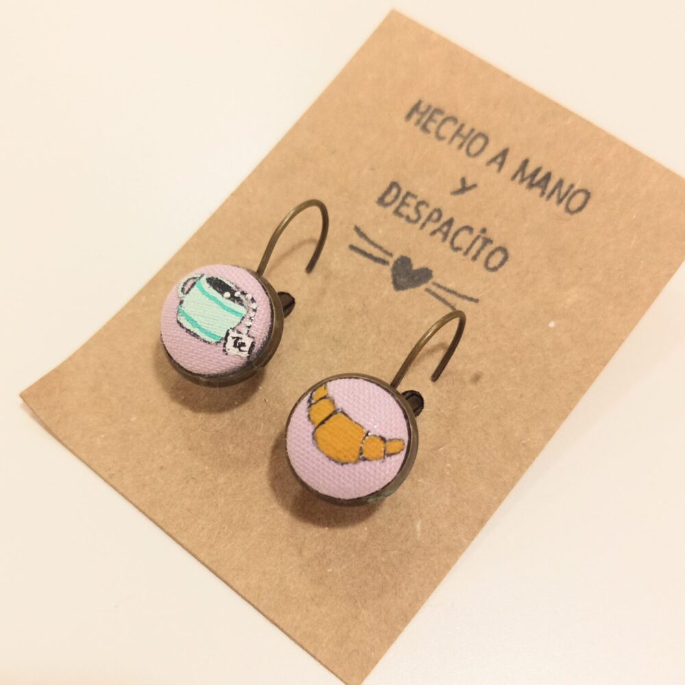 Pendientes Té + Croissant (rosita)