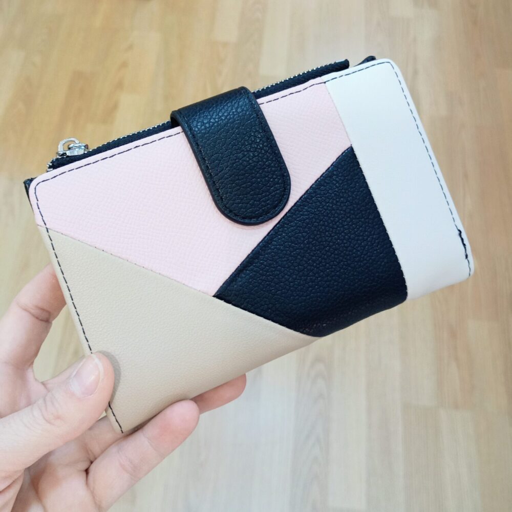 Cartera mediana zaz (negra y rosa)