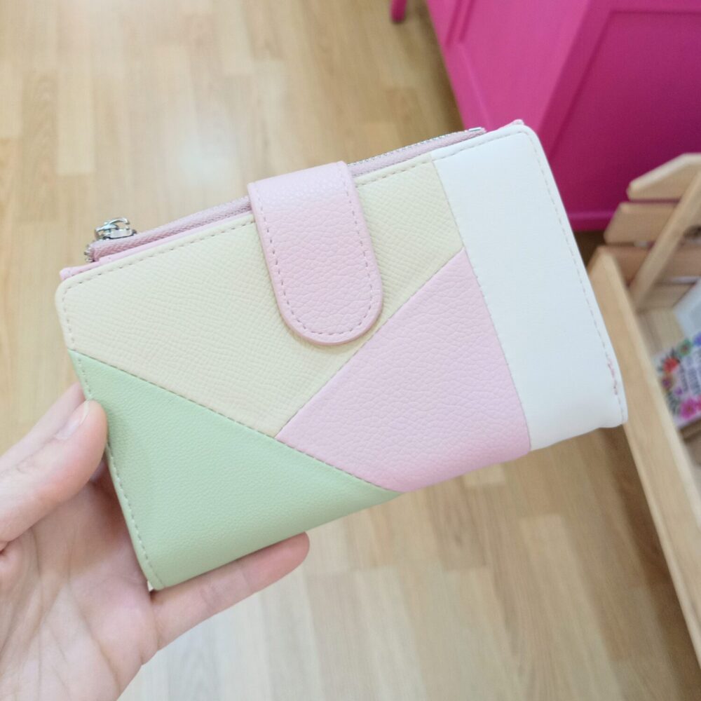 Cartera mediana zaz (rosa y beige)