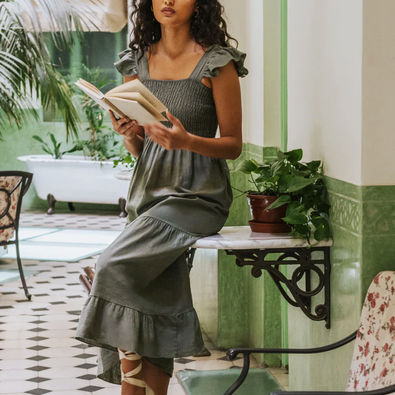 Vestido Lía lino verde