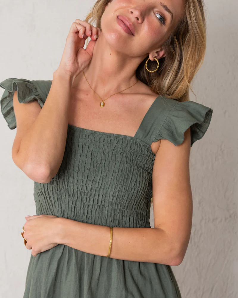 Alternative view of Vestido Lía lino verde