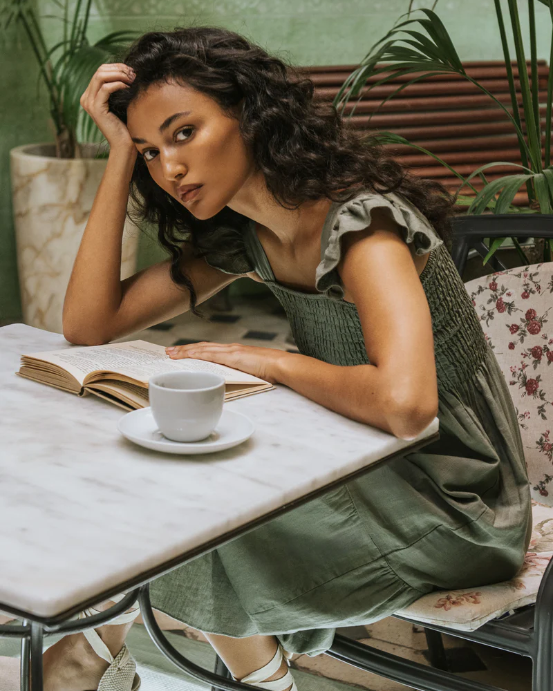 Vestido Lía lino verde