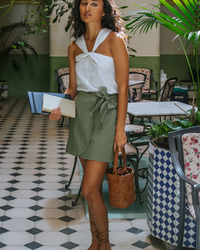 Alternative view of Falda Lola lino verde