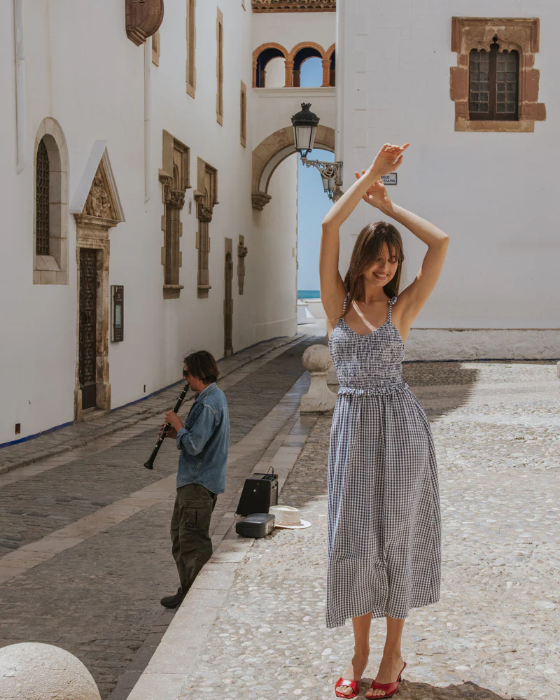 Alternative view of Vestido Alejandra vichy azul