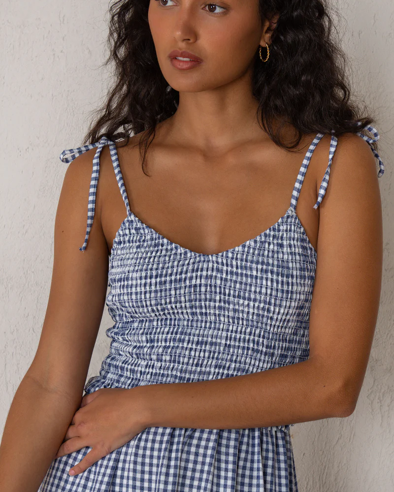 Alternative view of Vestido Alejandra vichy azul