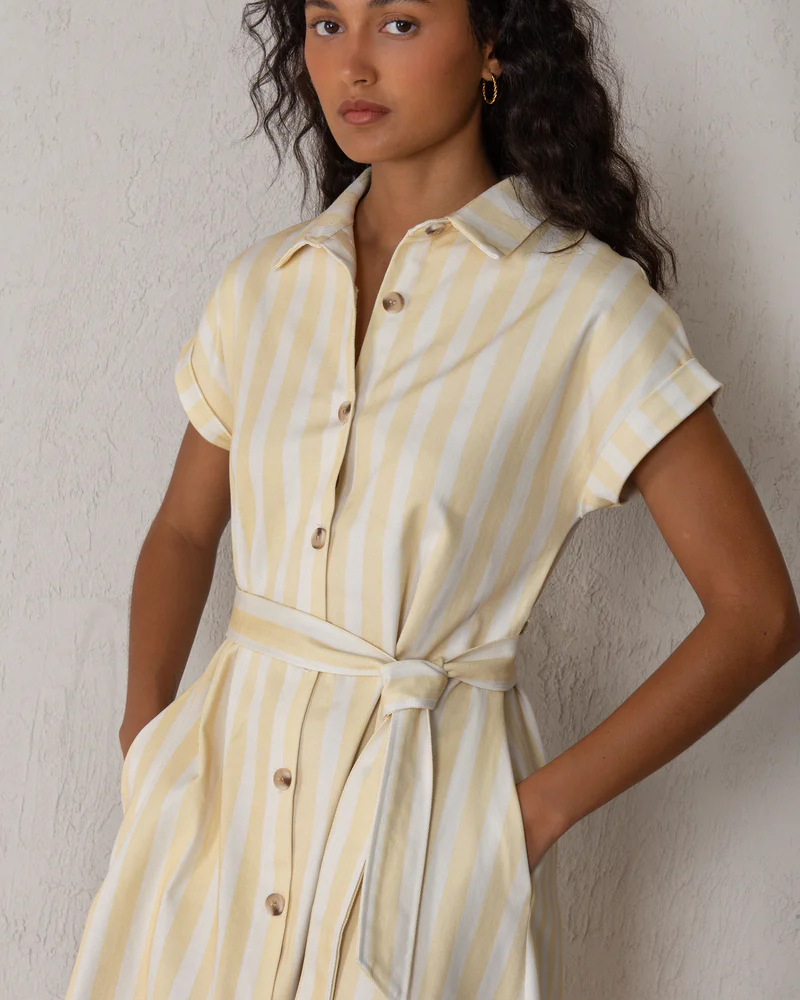 Alternative view of Vestido Carol rayas amarillo
