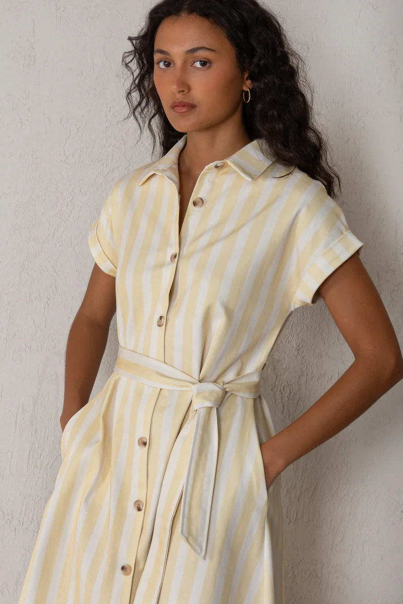 Vestido Carol rayas amarillo - Imagen 4