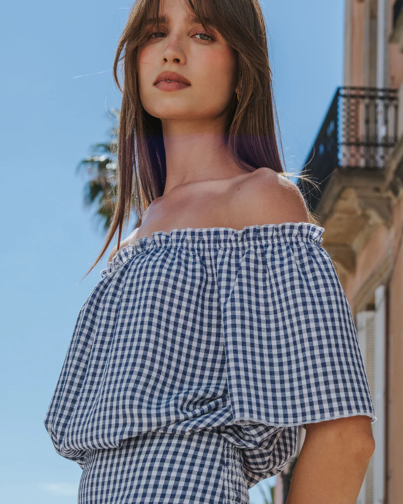 Alternative view of Camisa Claudia vichy azul
