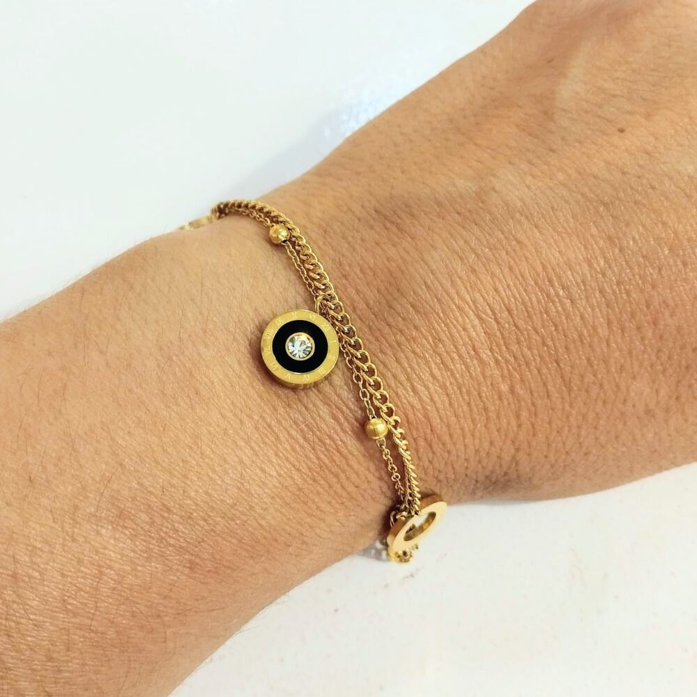 Alternative view of Pulsera doble cadena romana