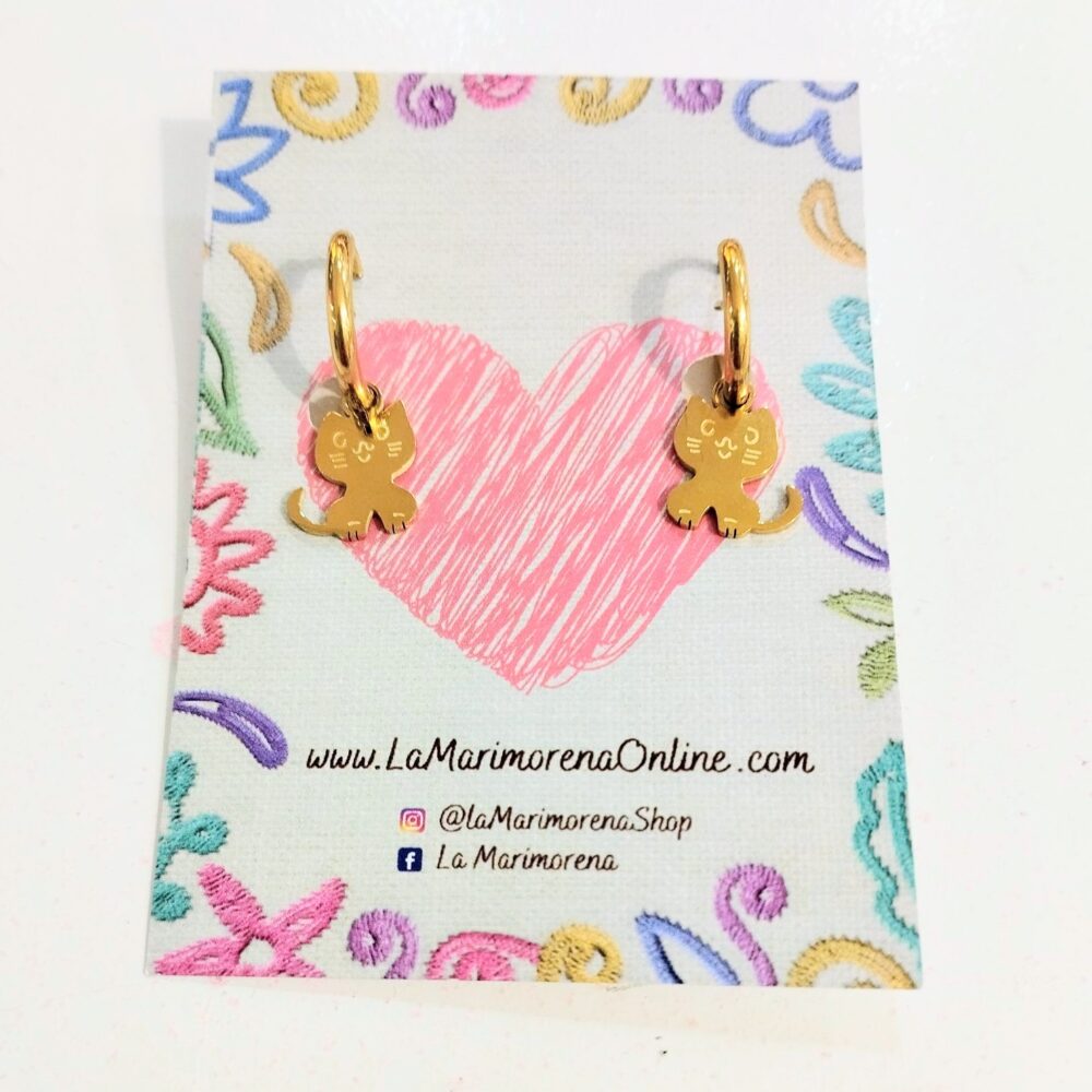 Pendientes gatos arito (dorado)