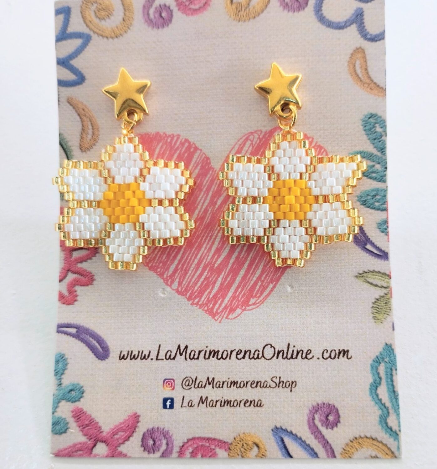 Pendientes margaritas delica Miyuki