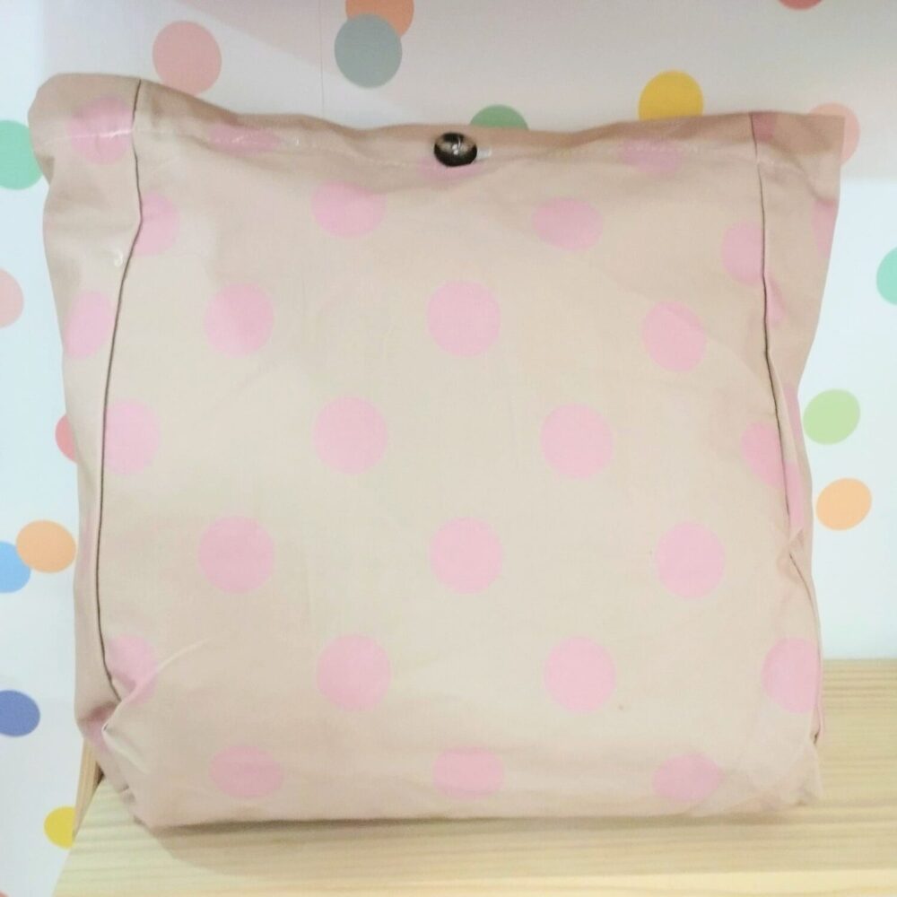 Bolso tela topos (taupe y rosa)