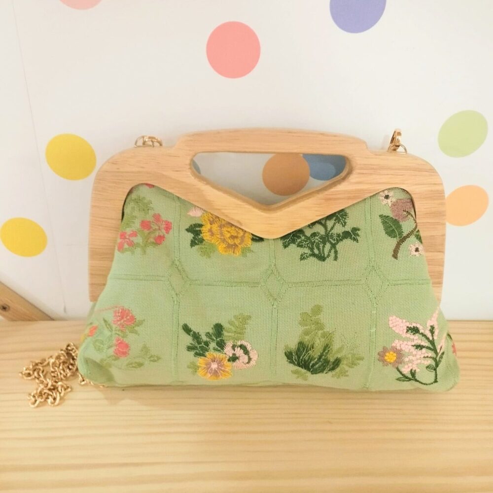 Bolso asa madera Punta cana (verde)