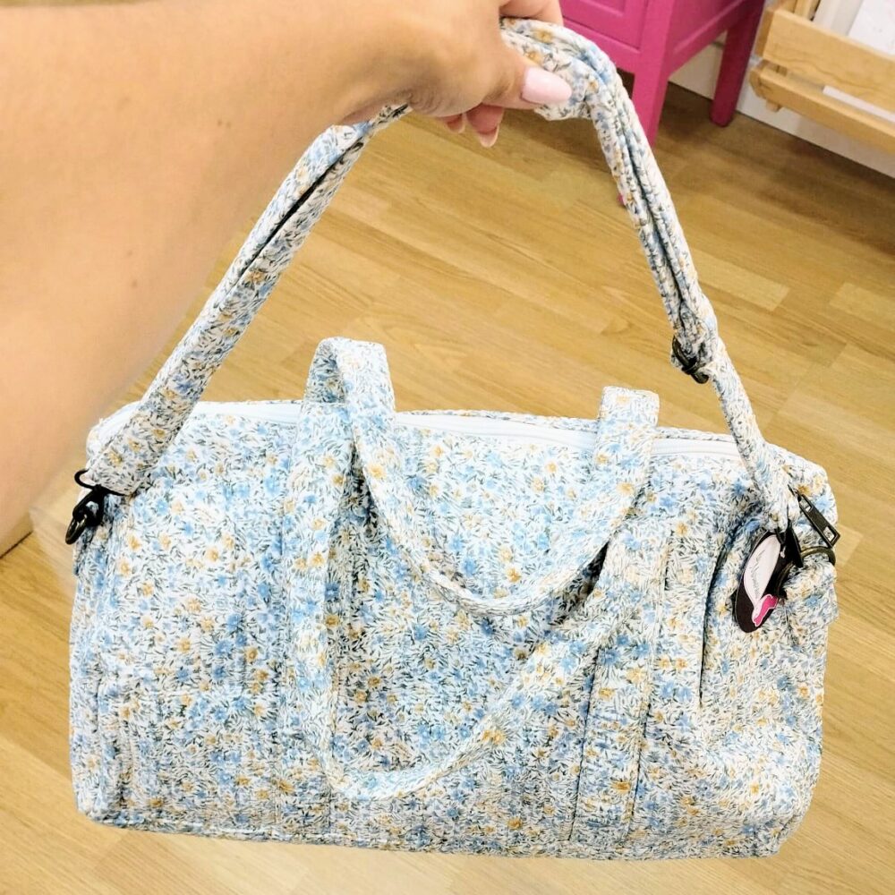 Bolso tela flores Liberty (blanco)