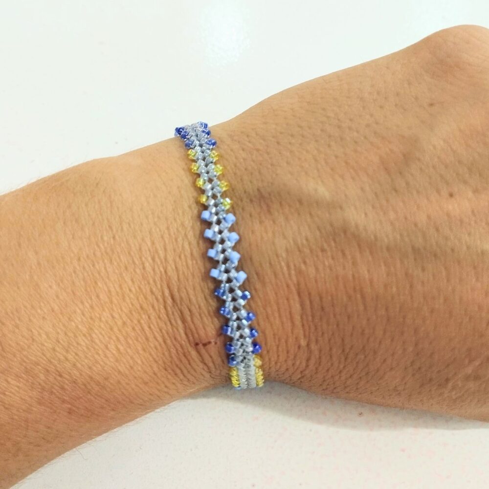 Pulsera ajustable espiga delica Miyuki (azul)